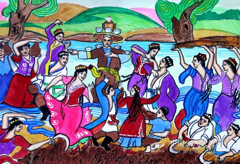 新疆舞—《少儿画苑》国际少儿书画大赛作品赏析