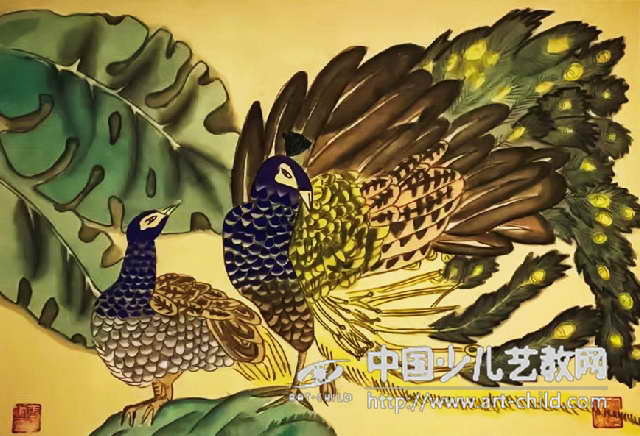 与自然和谐共舞：孔雀——《少儿画苑》国际少儿书画大赛作品赏析