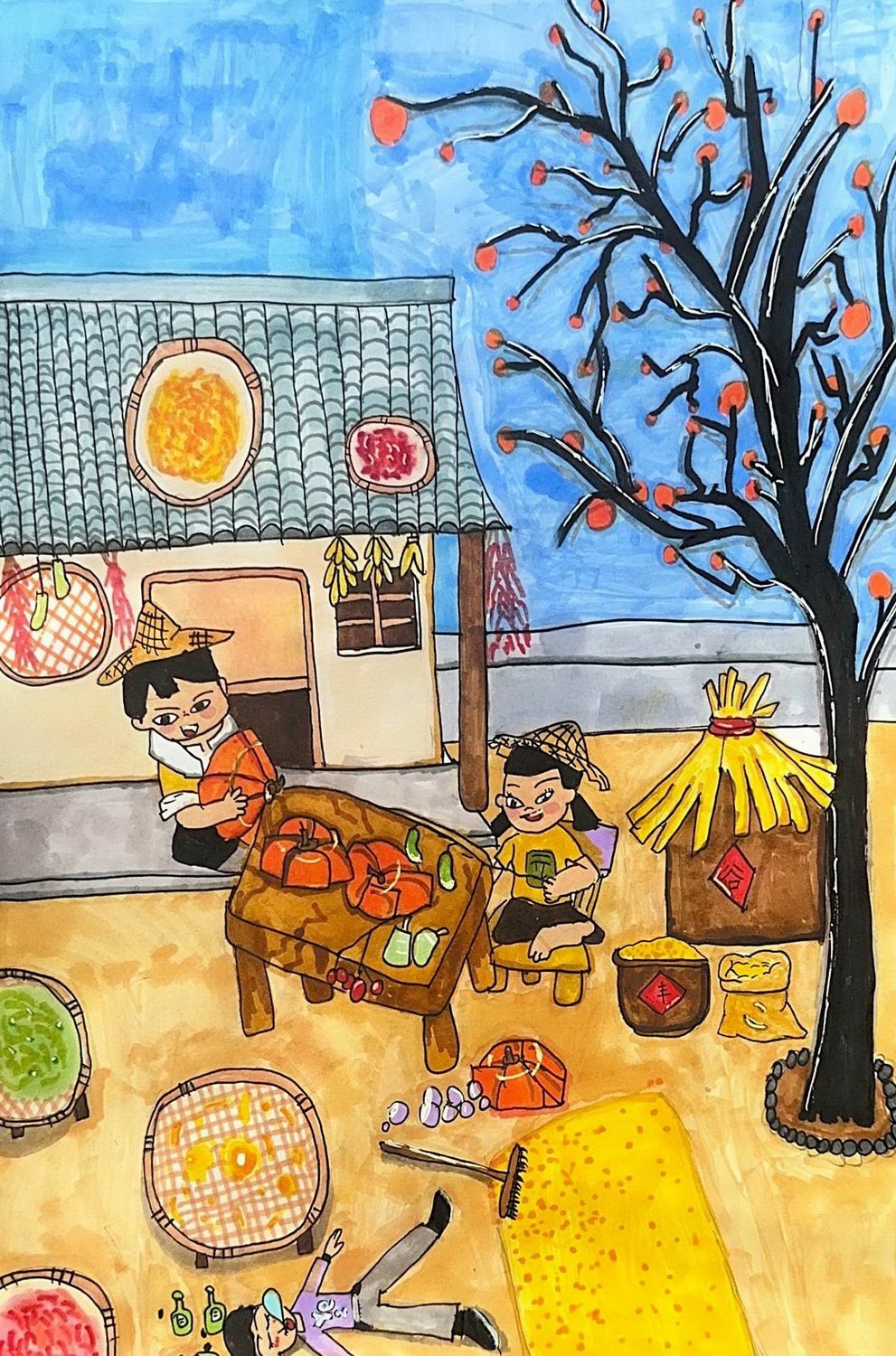晒秋——《少儿画苑》国际少儿书画大赛获奖作品赏析