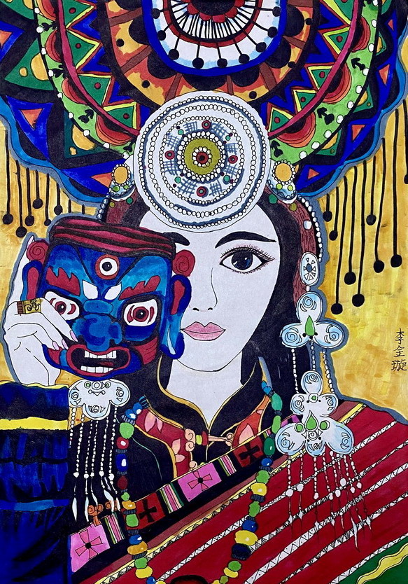 少数民族人物——《少儿画苑》国际少儿书画大赛获奖作品赏析