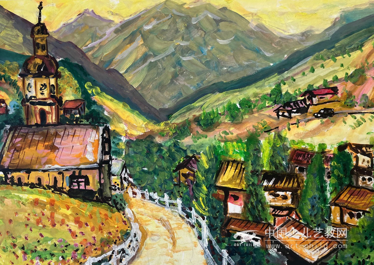 山水童心：姜一凡的《山》艺术之旅——选自《少儿画苑》国际少儿书画大赛