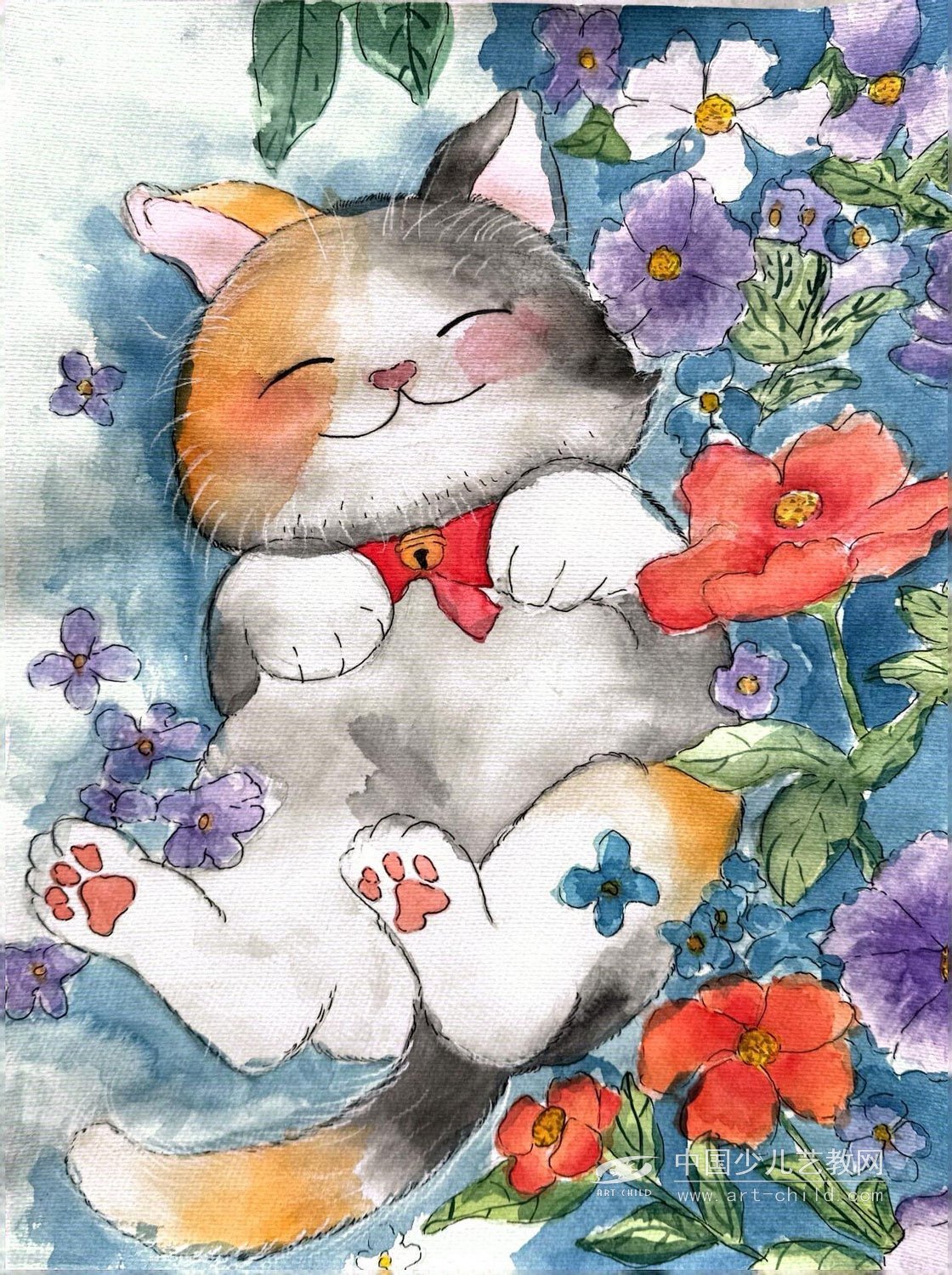 童心绘喵趣，笔下见天真——李晨萱《喵喵乐开怀》赏析