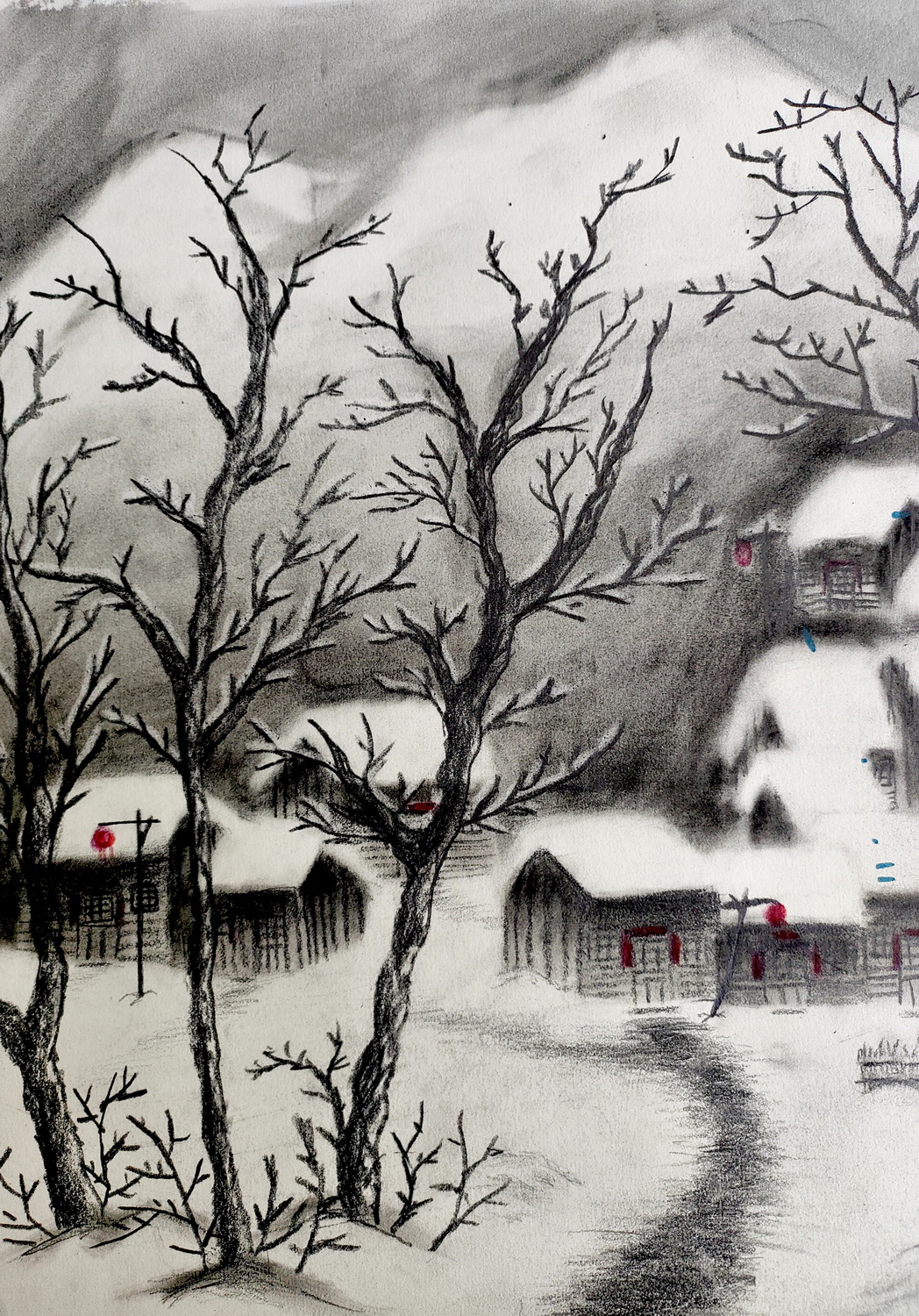 《雪谷逸境》——选自《少儿画苑》国际少儿书画大赛