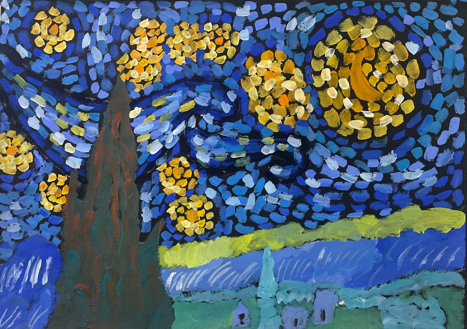 《星月夜》——选自《少儿画苑》国际少儿书画大赛