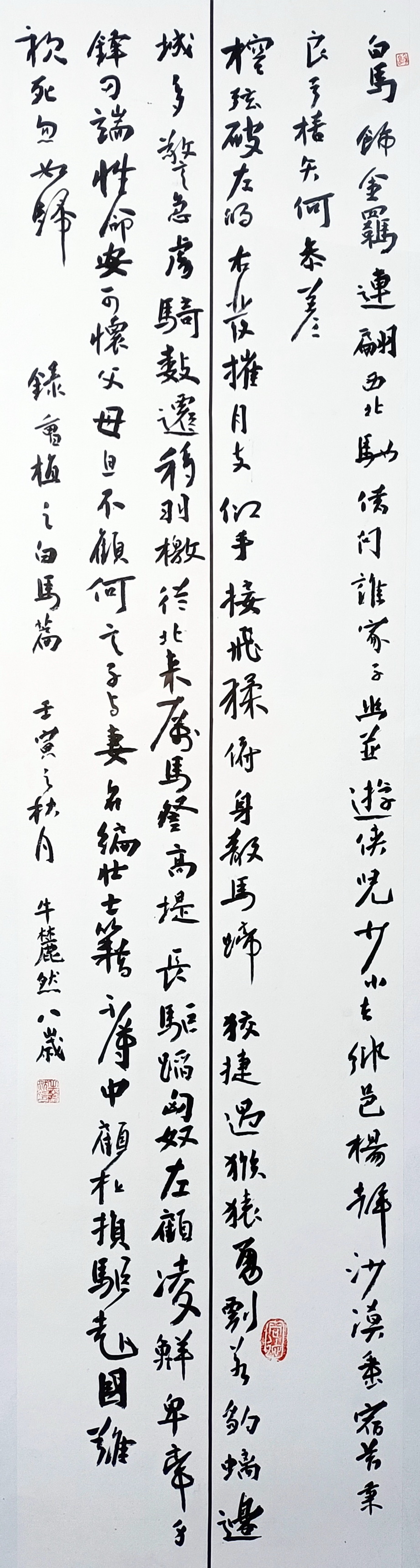 《行书白马篇》作品赏析—选自《少儿画苑》国际少儿书画大赛