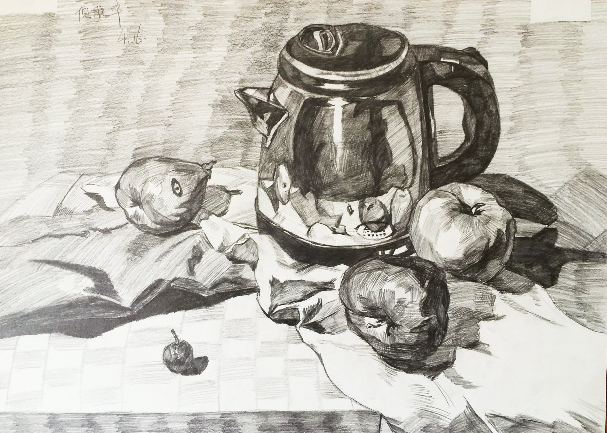 《带不锈钢壶的静物》—选自《少儿画苑》国际少儿书画大赛