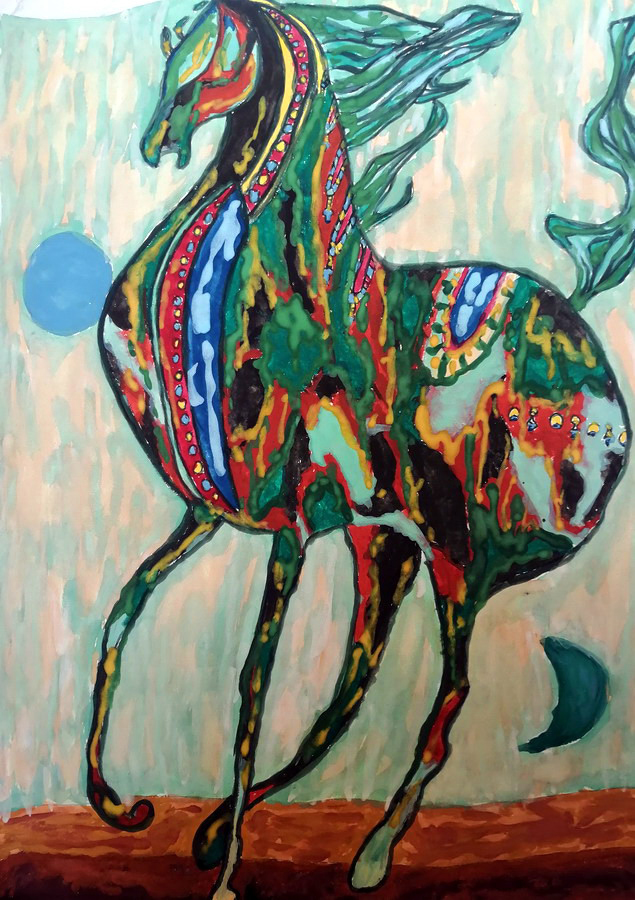 《三彩马》—选自《少儿画苑》国际少儿书画大赛