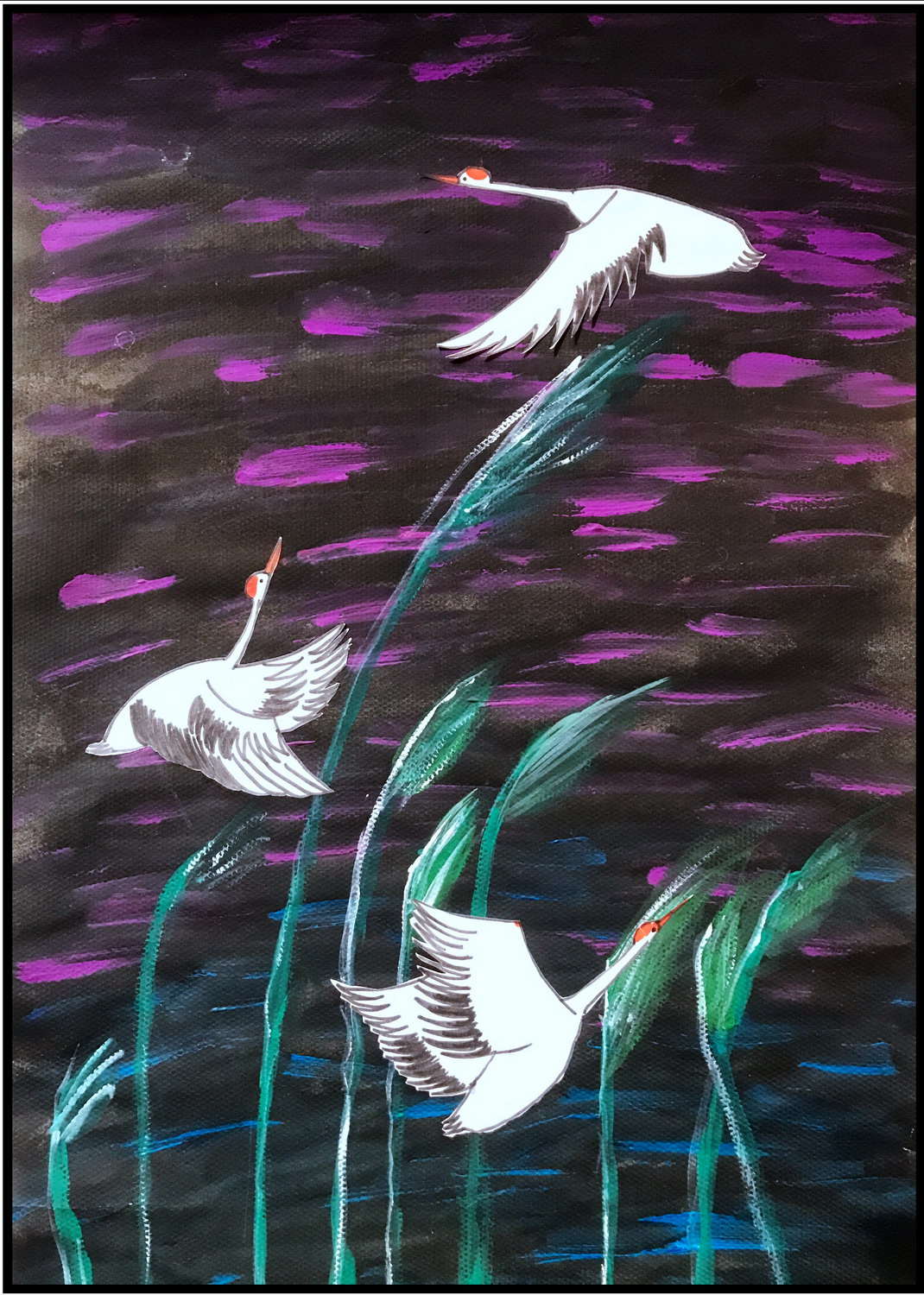 《丹顶鹤》—选自《少儿画苑》国际少儿书画大赛