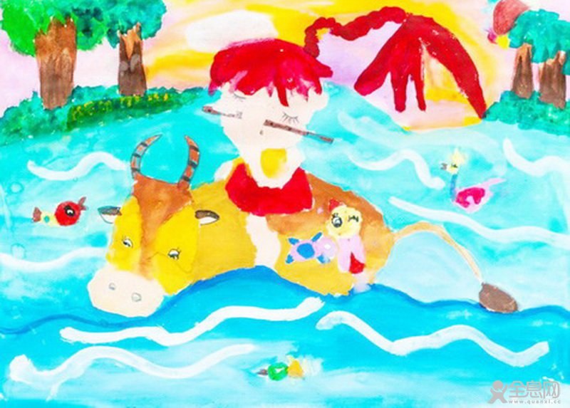 牧童短笛——《少儿画苑》第26届国际少儿书画大赛精品
