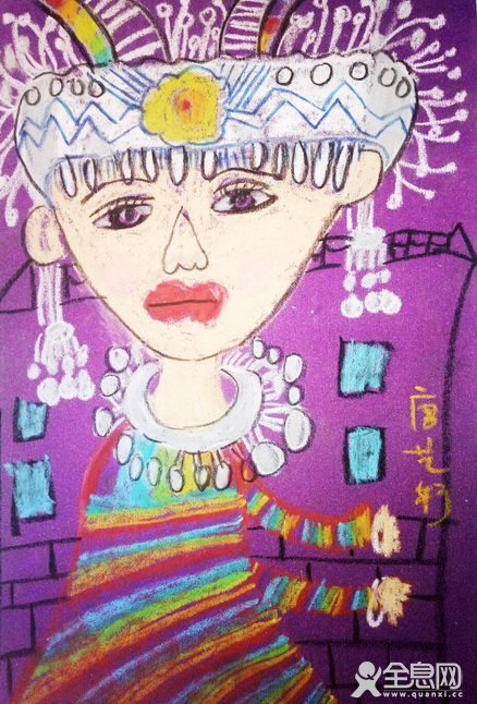 苗族姑娘——《少儿画苑》第27届国际少儿书画大赛精品