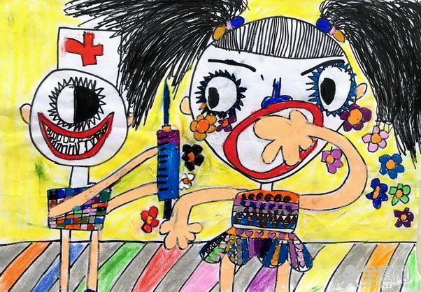 打针---《少儿画苑》第27届国际少儿书画大赛精品
