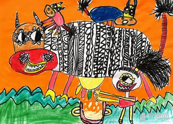 我来挤牛奶——《少儿画苑》第27届国际少儿书画大赛精品