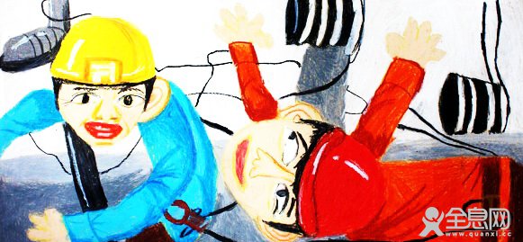 高压电下的工人——《少儿画苑》第27届国际少儿书画大赛精品