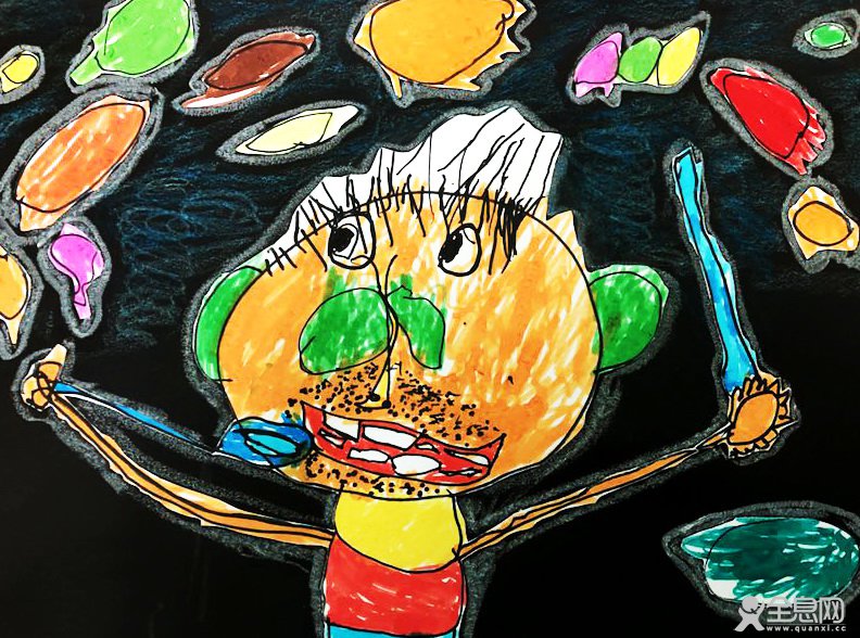 爸爸吹泡泡——《少儿画苑》第27届国际少儿书画大赛精品