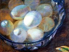 油彩粉笔画技法＿混色法案例＿水中的鸡蛋