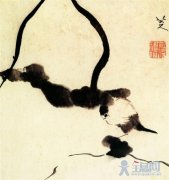 朱耷《杂画图(之荷叶翠鸟)》