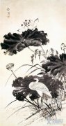 魏学濂《荷花鹭鸶图》