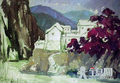 水粉风景写生