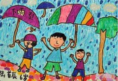 幼儿园中班美工活动：夏天的雨