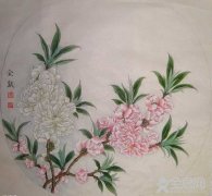 国画工笔桃花画法