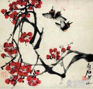 齐白石《梅花双蝶》