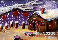 大红灯笼高高挂-《少儿画苑》第27届国际少儿书画大赛
