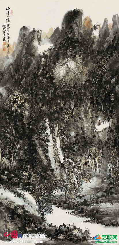 国画名家刘皓作品:山深小隐