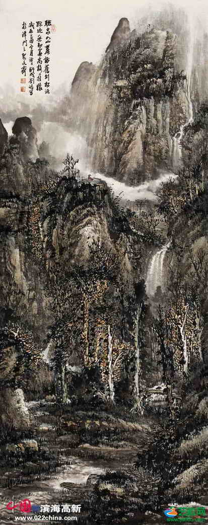 国画名家刘皓作品:听泉入山