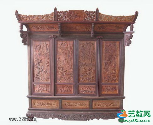 第五届中国(东阳)木雕工艺美术精品博览会金奖作品中信红木《江南大橱》