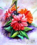 水彩花-《少儿画苑》第27届国际少儿书画大赛